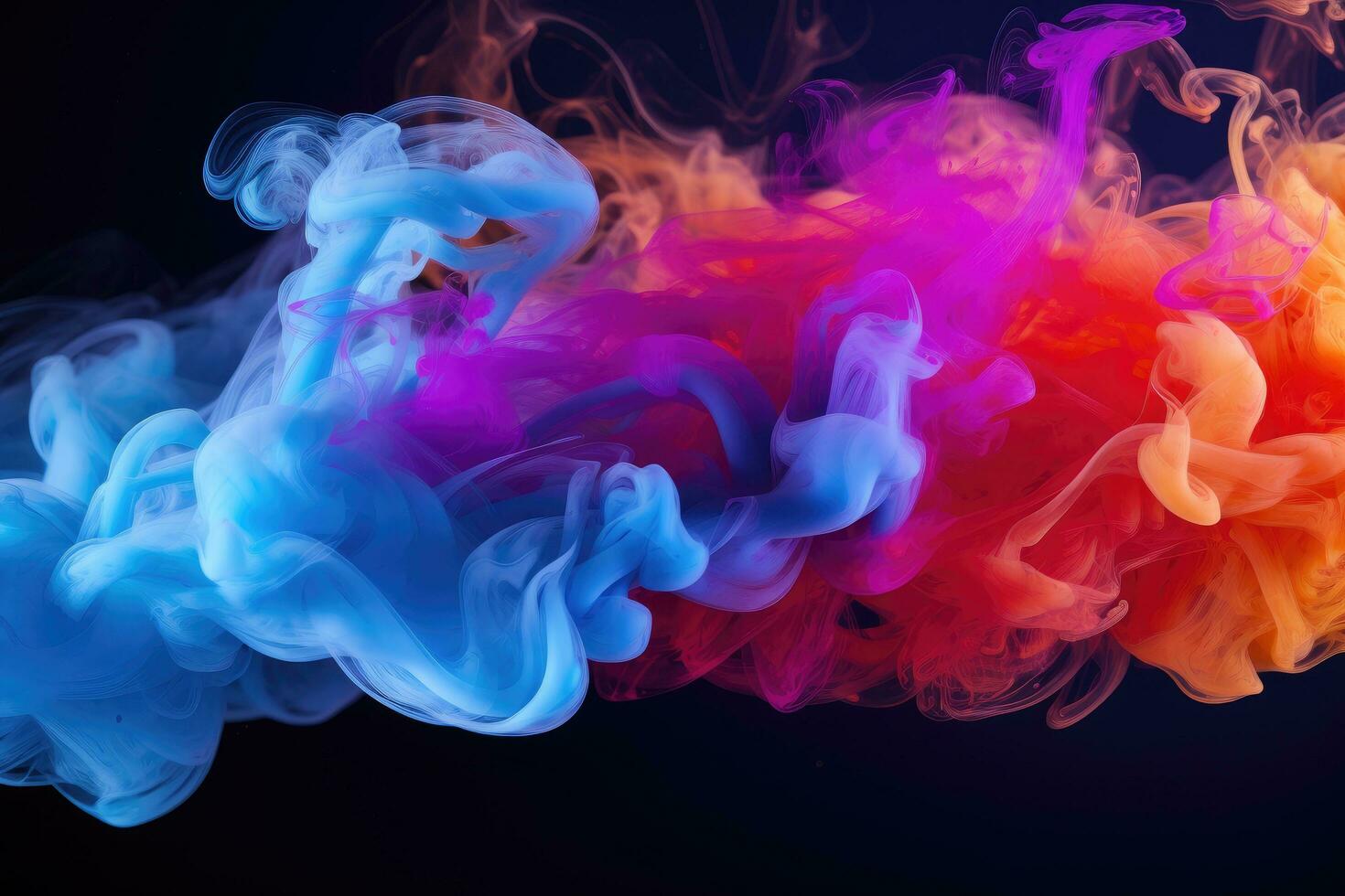 Colorful smoke isolated on black background. Abstract background for design, multicolored smoke, AI Generated photo