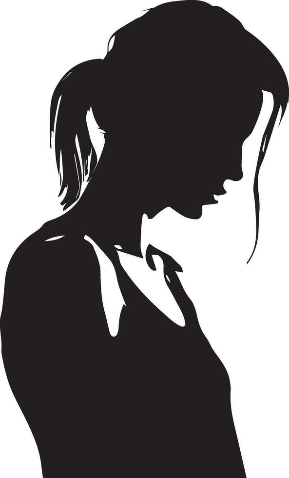 Sad Woman vector silhouette illustration, upset woman vector, tension woman vector