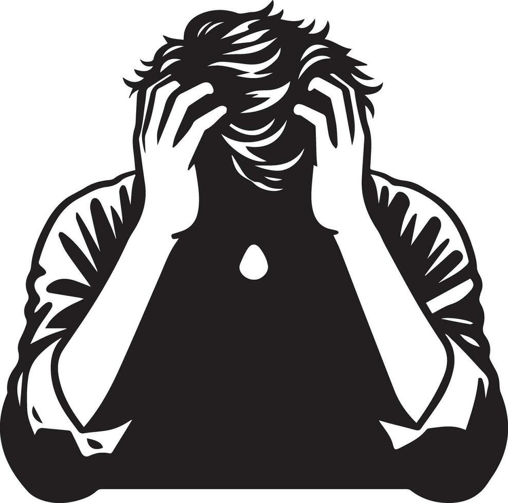 Sad Man vector silhouette, tension man, upset man vector silhouette