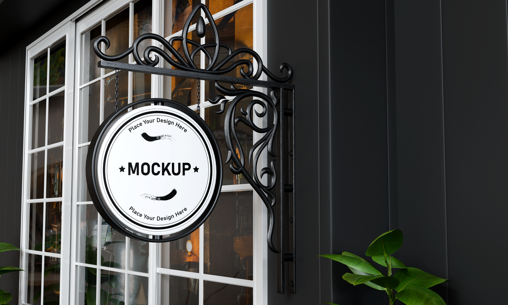 simple and attractive signboard logo mockup for branding purpose psd