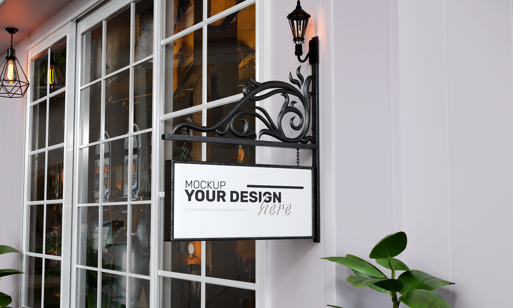 simple and attractive signboard logo mockup for branding purpose psd