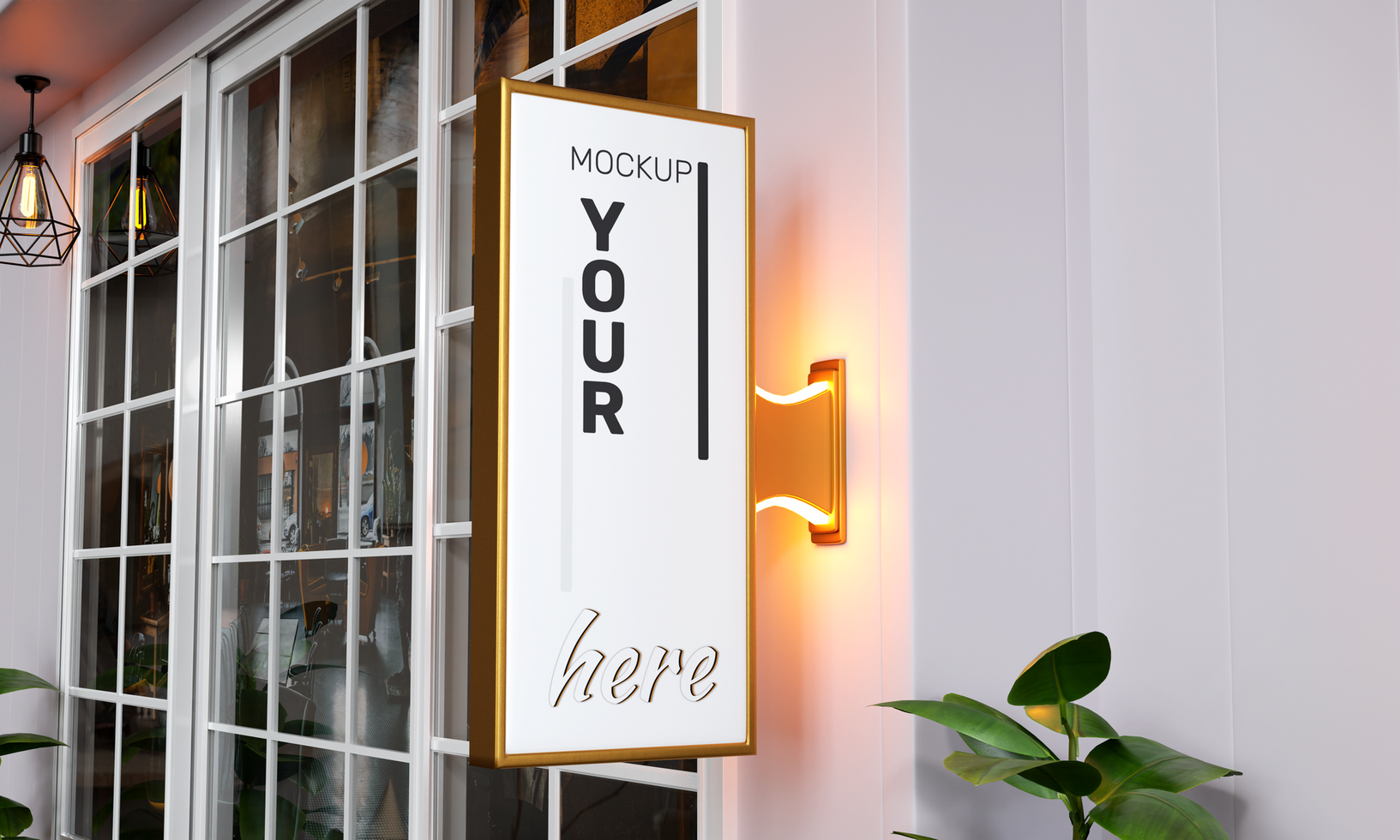 simple and attractive signboard logo mockup for branding purpose psd
