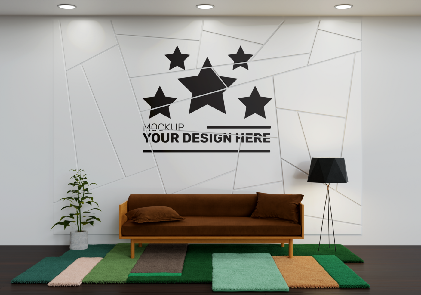 wall mockup in a simple and attractive bedroom for business use psd