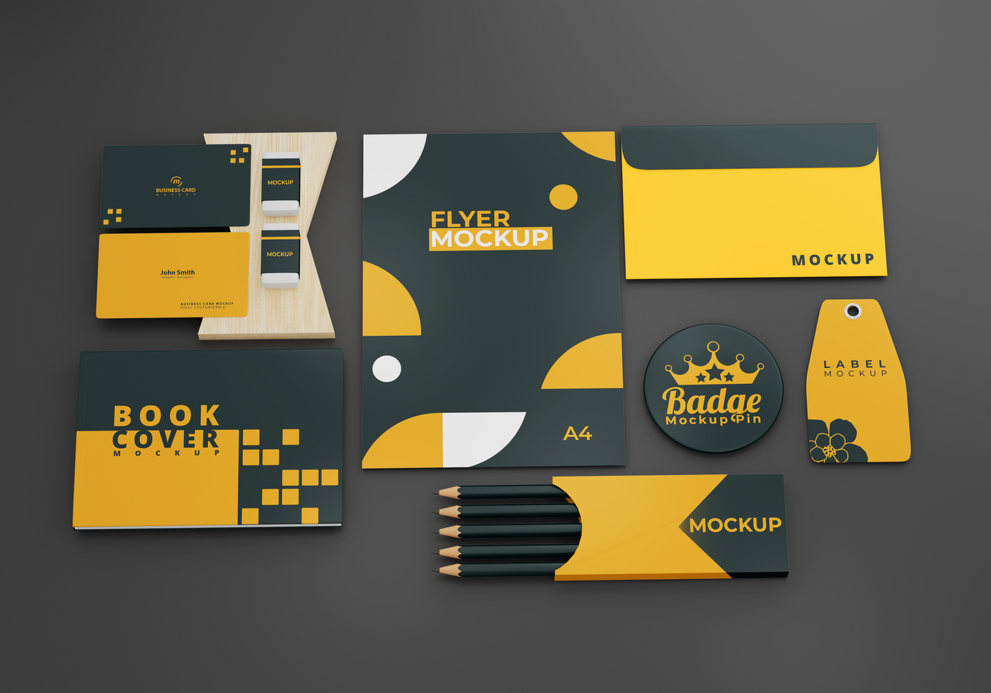 simple and attractive stationery mockups for branding purposes psd