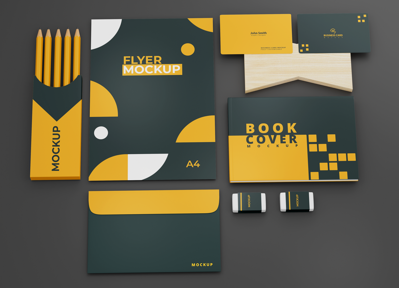 simple and attractive stationery mockups for branding purposes psd