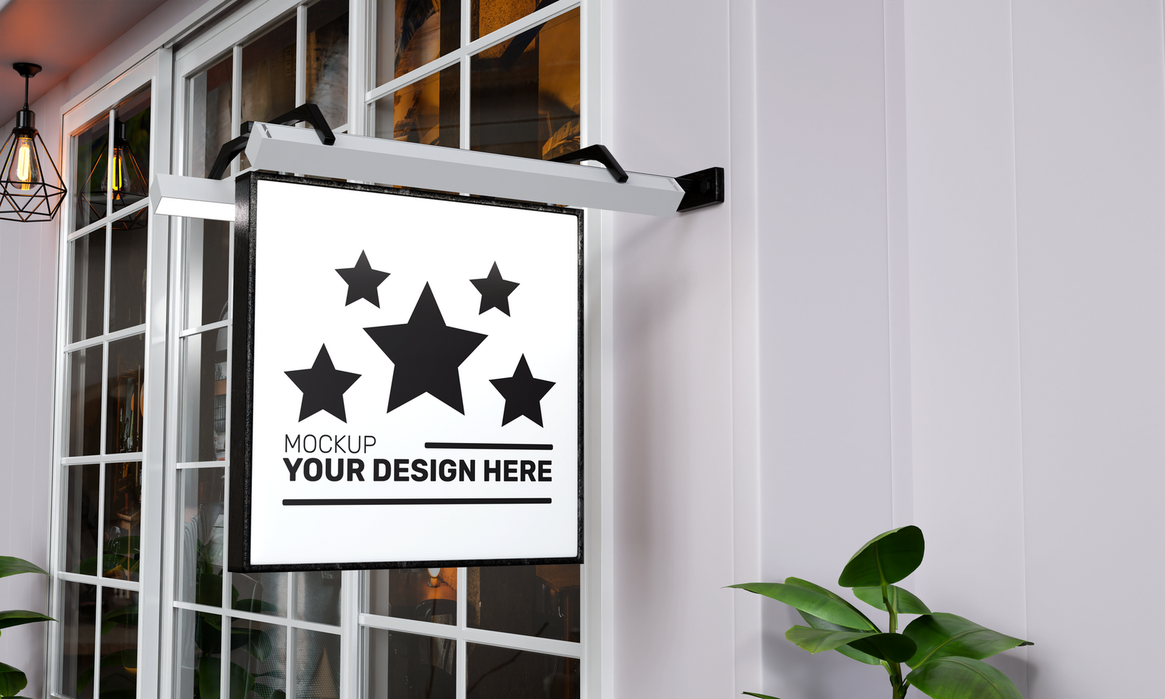 simple and attractive signboard logo mockup for branding purpose psd