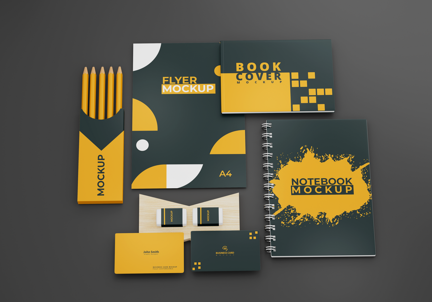simple and attractive stationery mockups for branding purposes psd