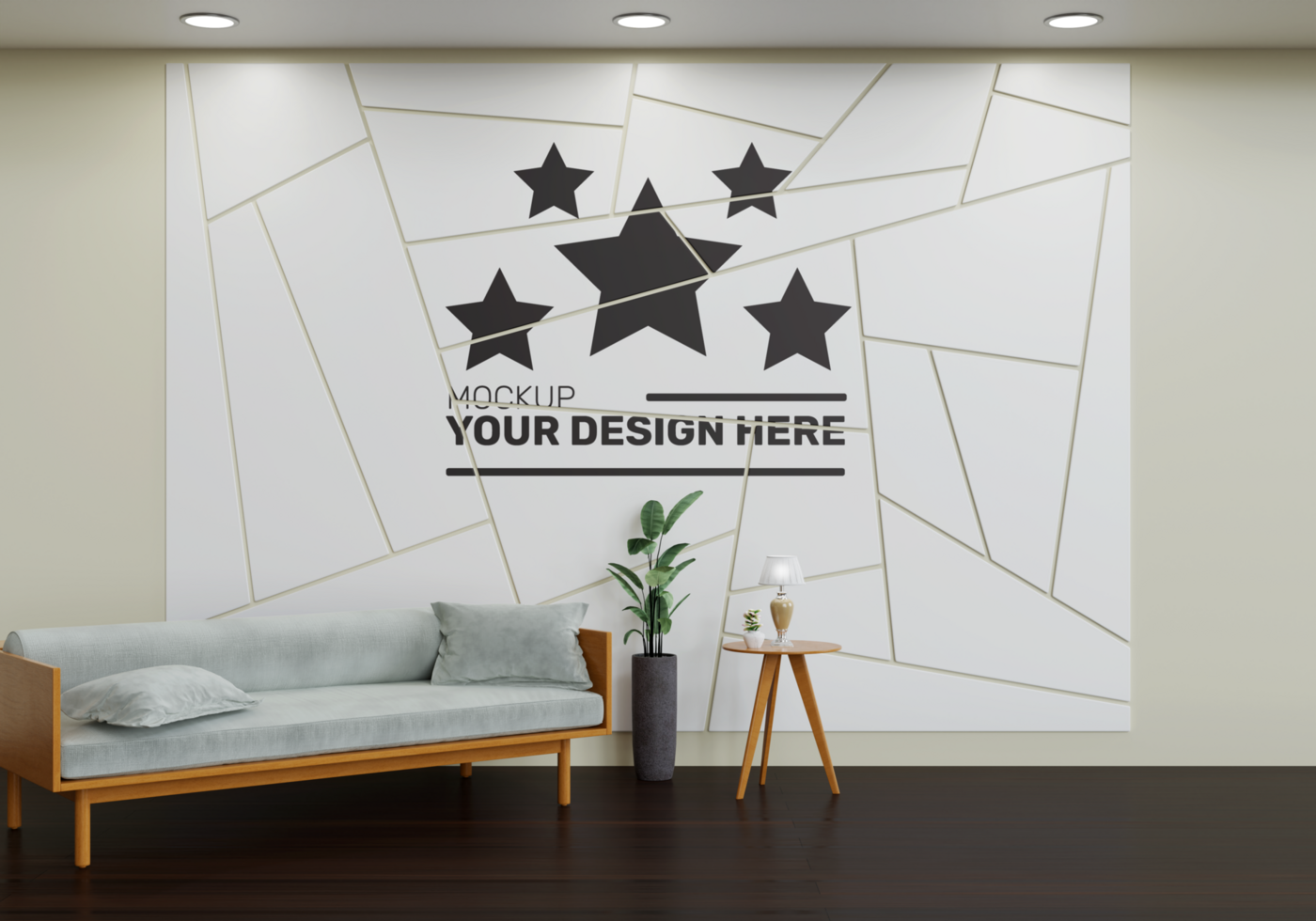 wall mockup in a simple and attractive bedroom for business use psd
