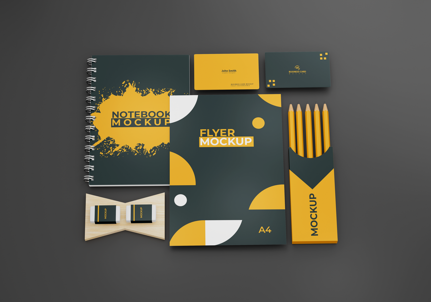 simple and attractive stationery mockups for branding purposes psd
