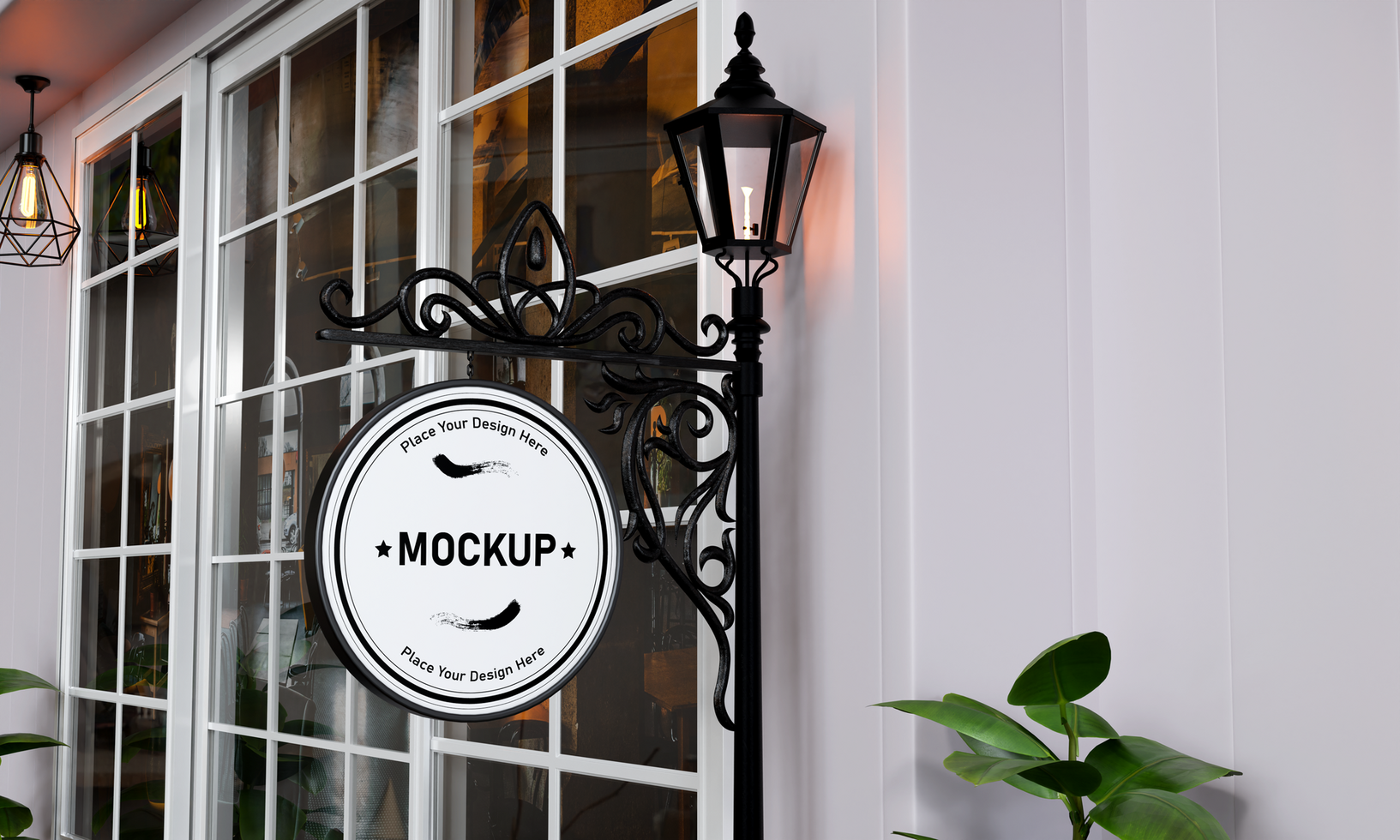 simple and attractive signboard logo mockup for branding purpose psd