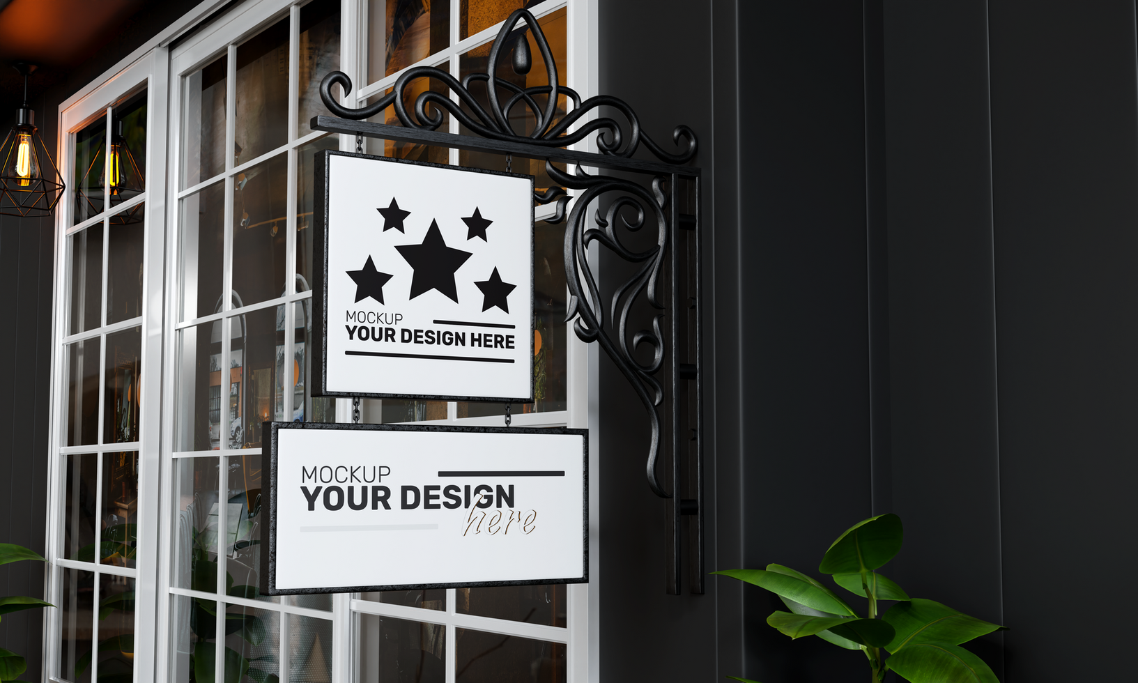 simple and attractive signboard logo mockup for branding purpose psd