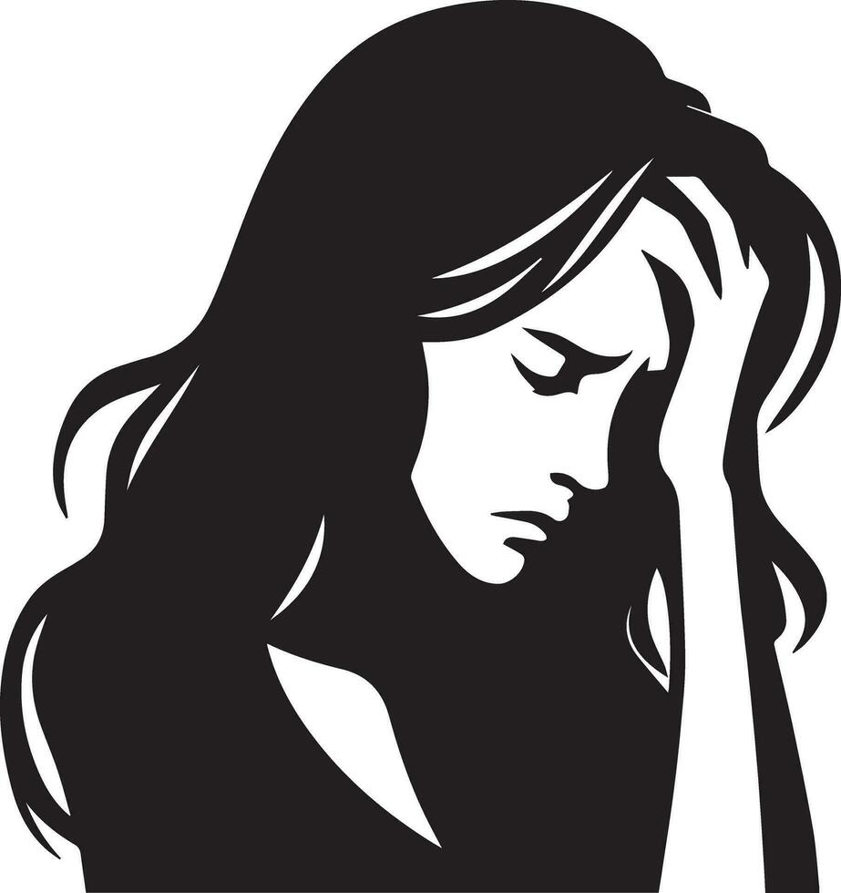 Stress Woman vector silhouette illustration black color