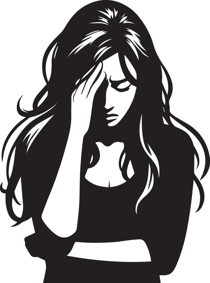 Stress Woman vector silhouette illustration black color