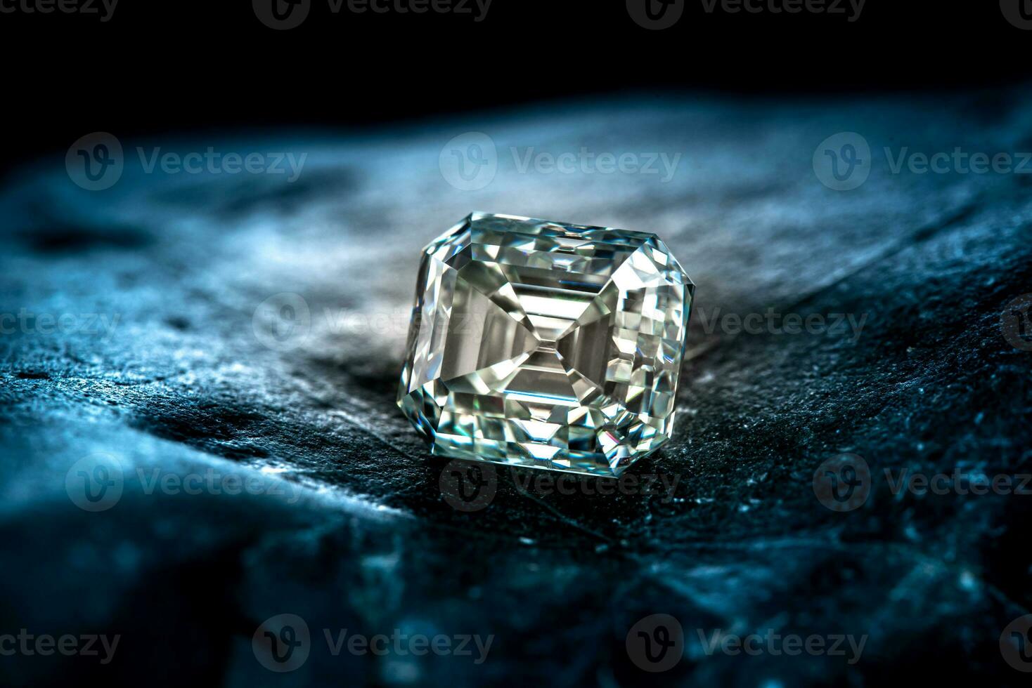 Luxury Diamond on Dark Blue Background photo
