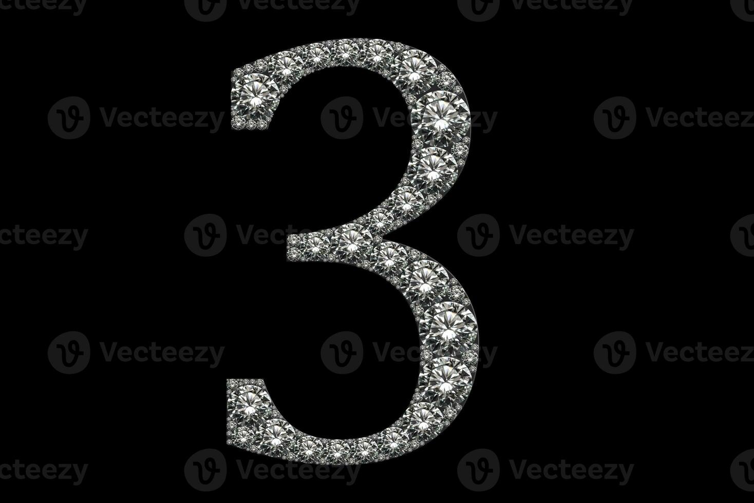 Number three shaped by diamonds photo