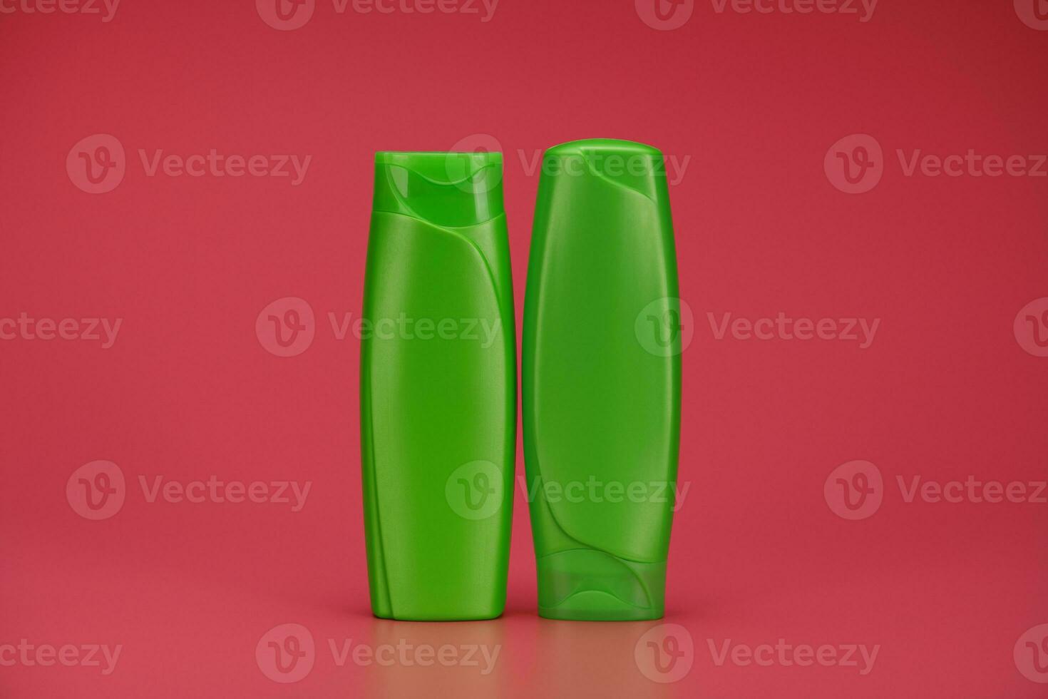 Blank Label Shampoo Bottle or Shower Gel on Pink Background photo