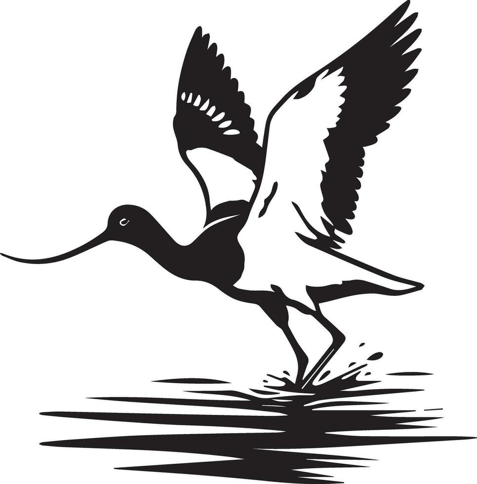 avoceta pájaro vector silueta ilustración negro color