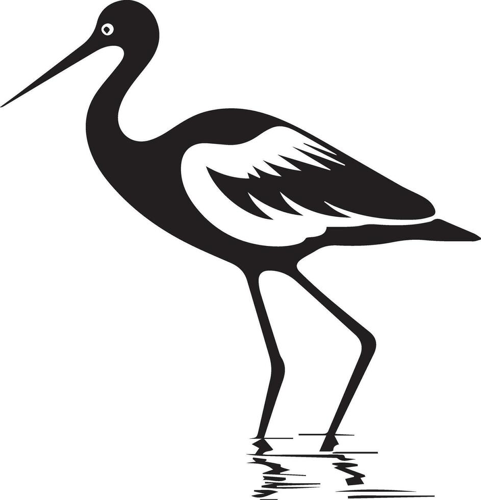 avoceta pájaro vector silueta ilustración negro color