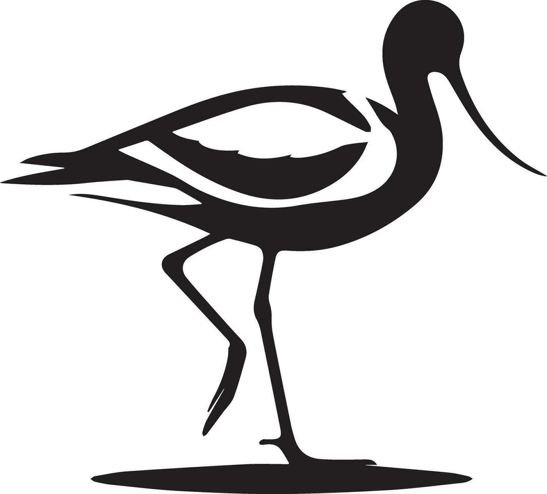 Avocet Bird Vector silhouette illustration black color