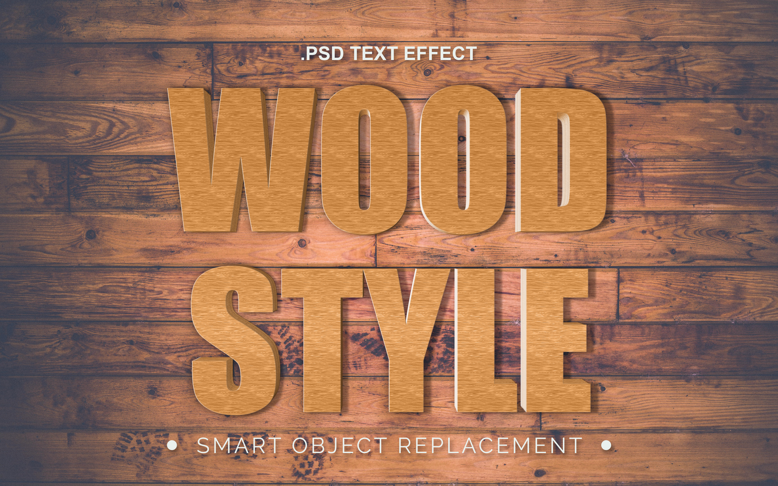 3D PSD Realistic Wood Board Texture Text Effect