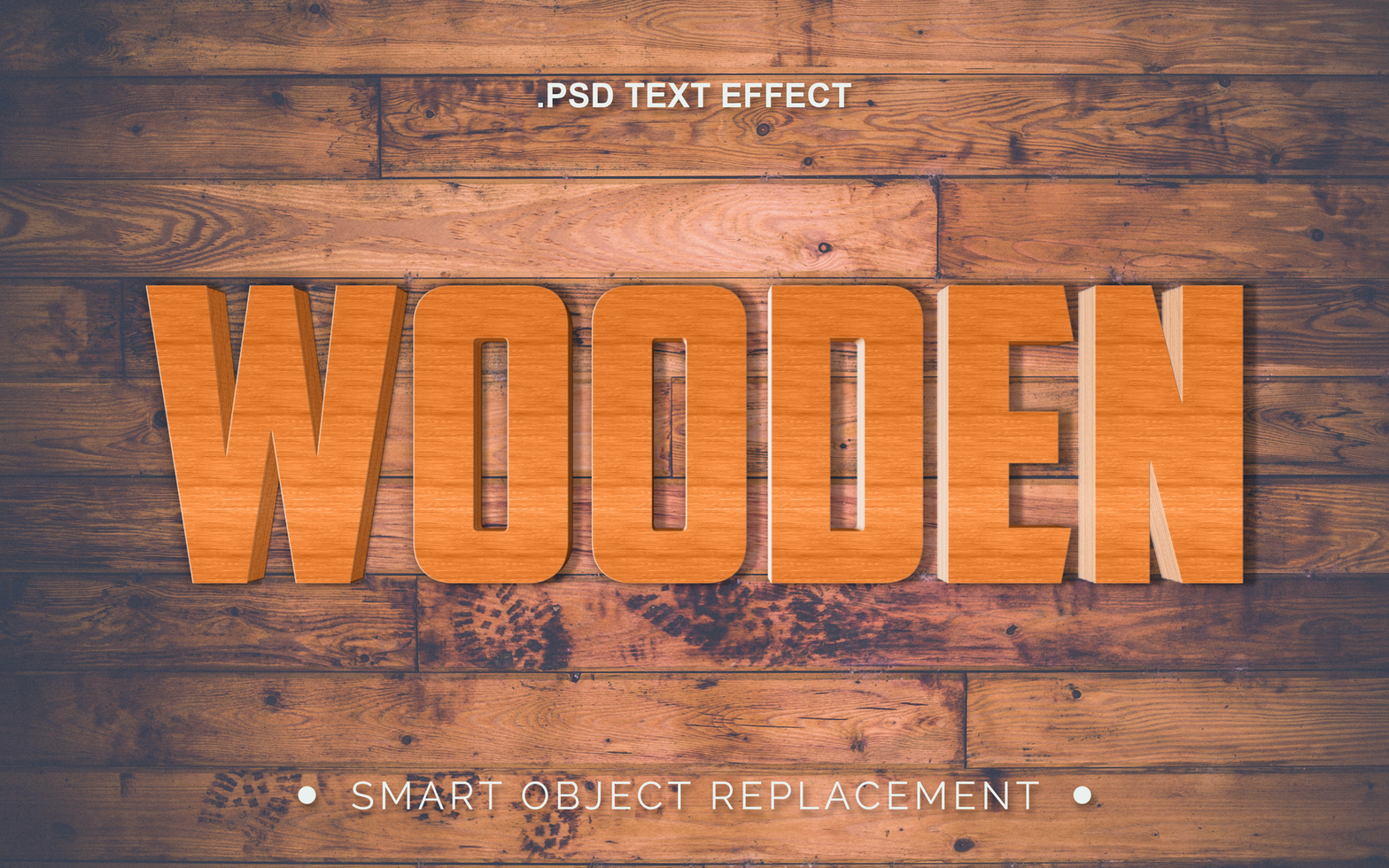 3D PSD Realistic Wood Board Texture Text Effect
