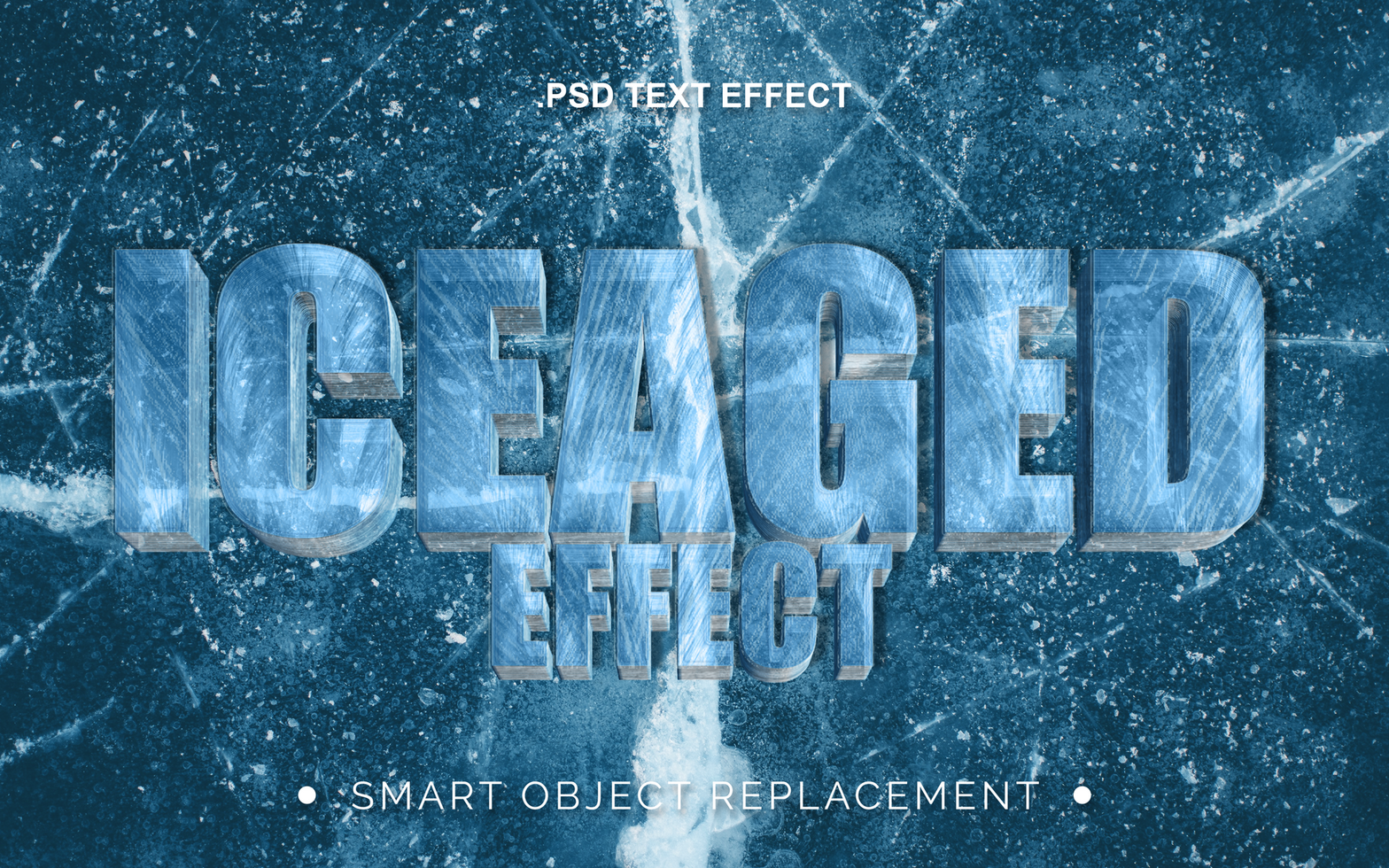 3D Realistic Frozen Ice Text Effect psd