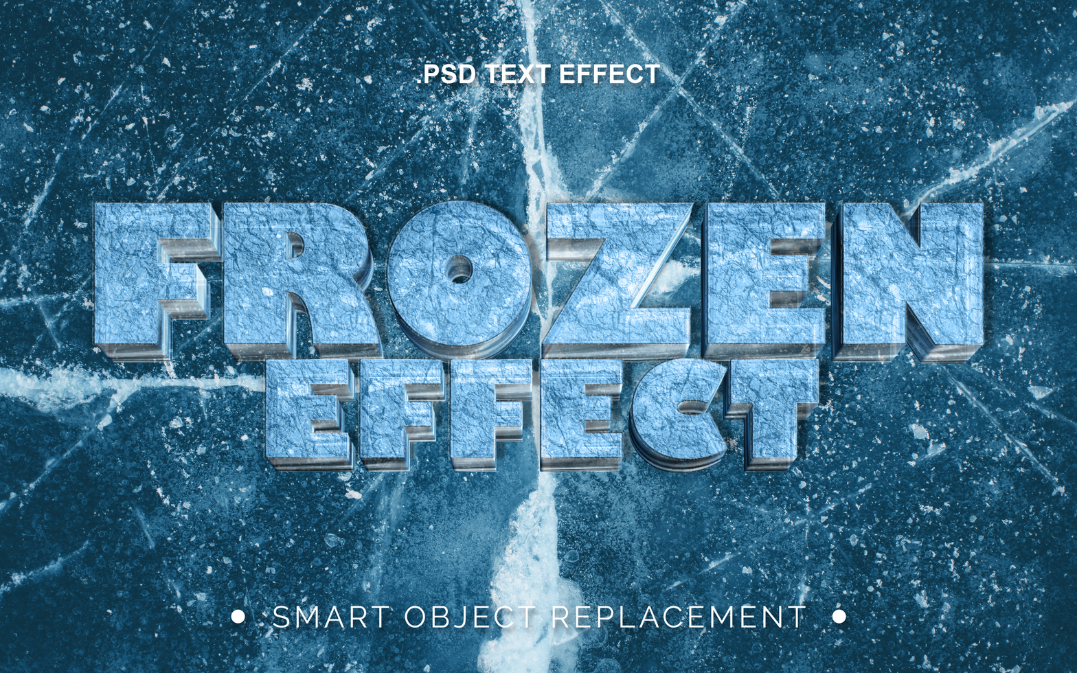 3D Realistic Frozen Ice Text Effect psd