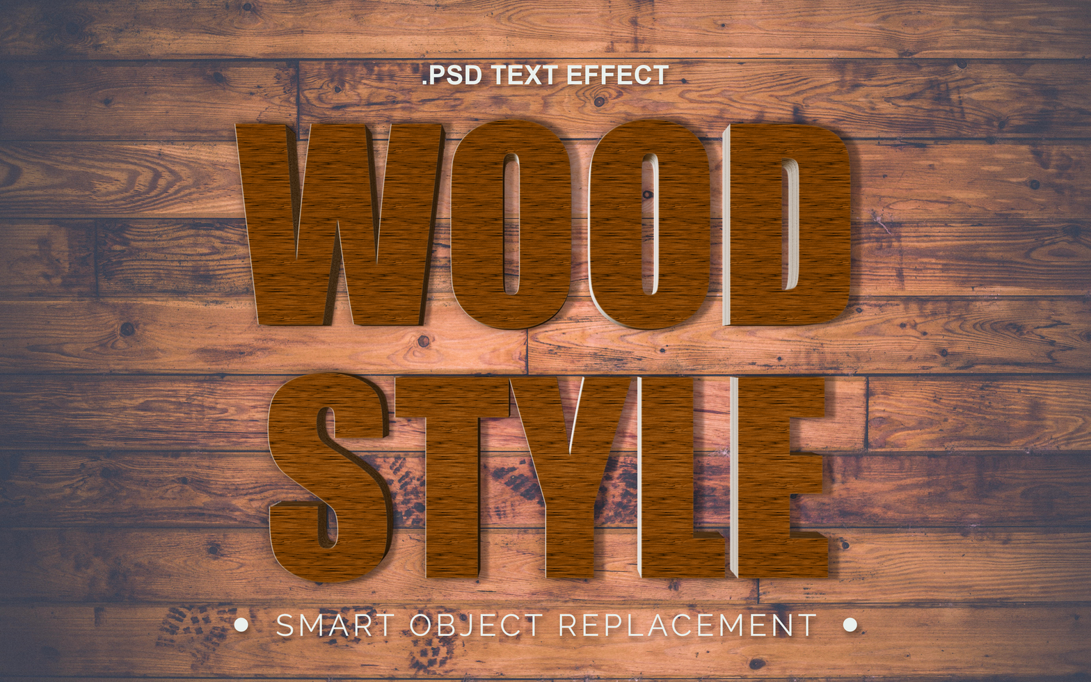 3D PSD Realistic Wood Board Texture Text Effect