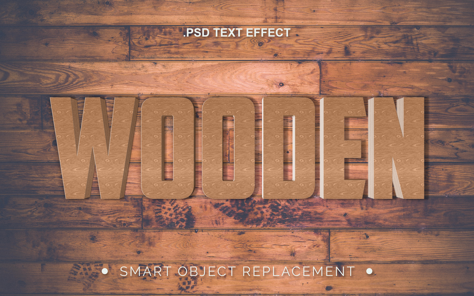 3D PSD Realistic Wood Board Texture Text Effect