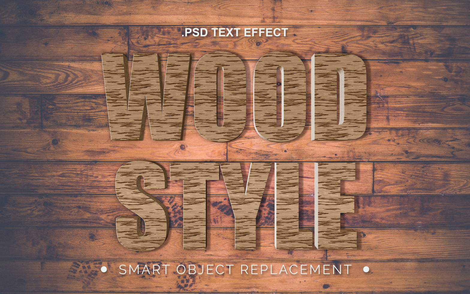 3D PSD Realistic Wood Board Texture Text Effect