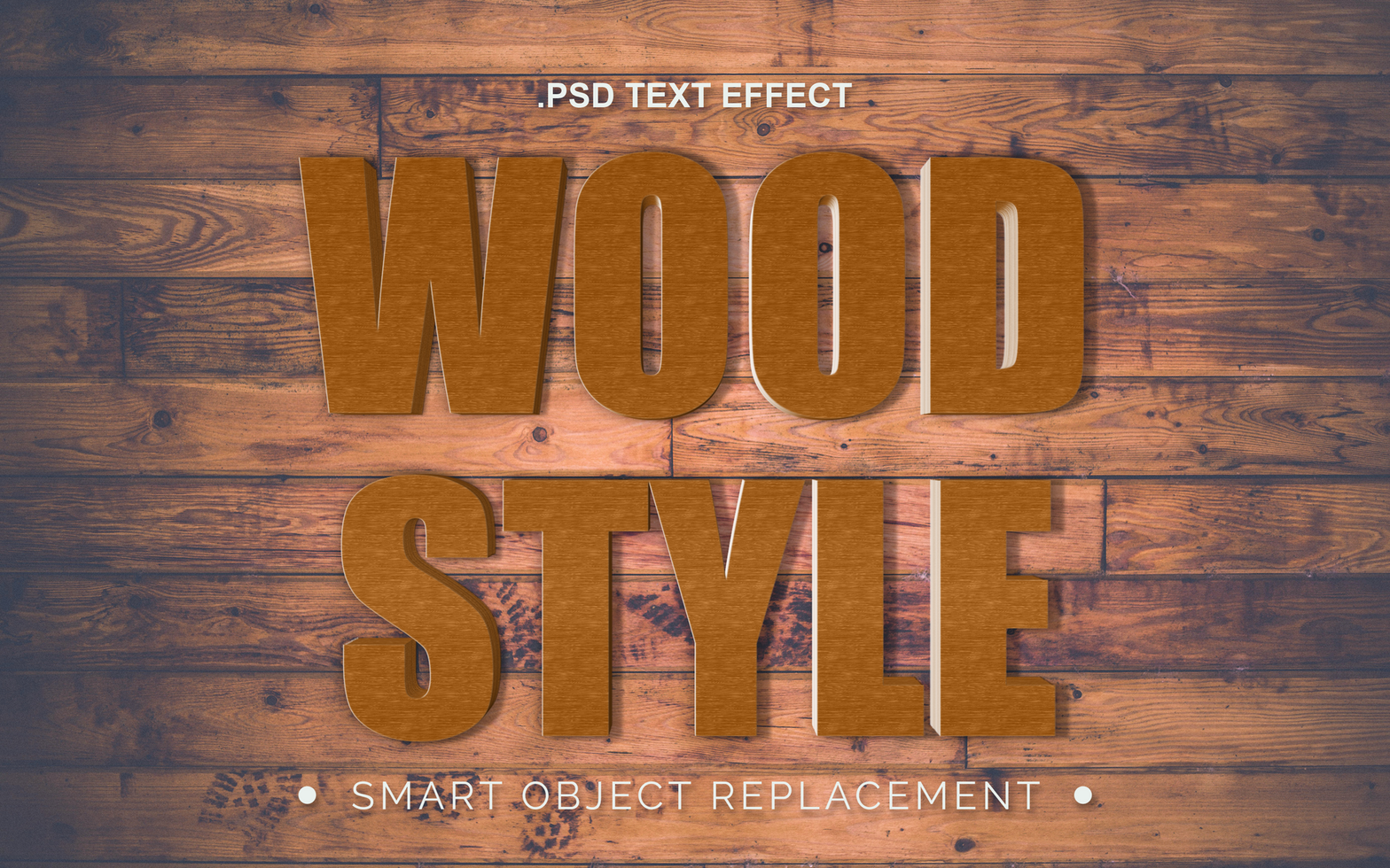 3D PSD Realistic Wood Board Texture Text Effect