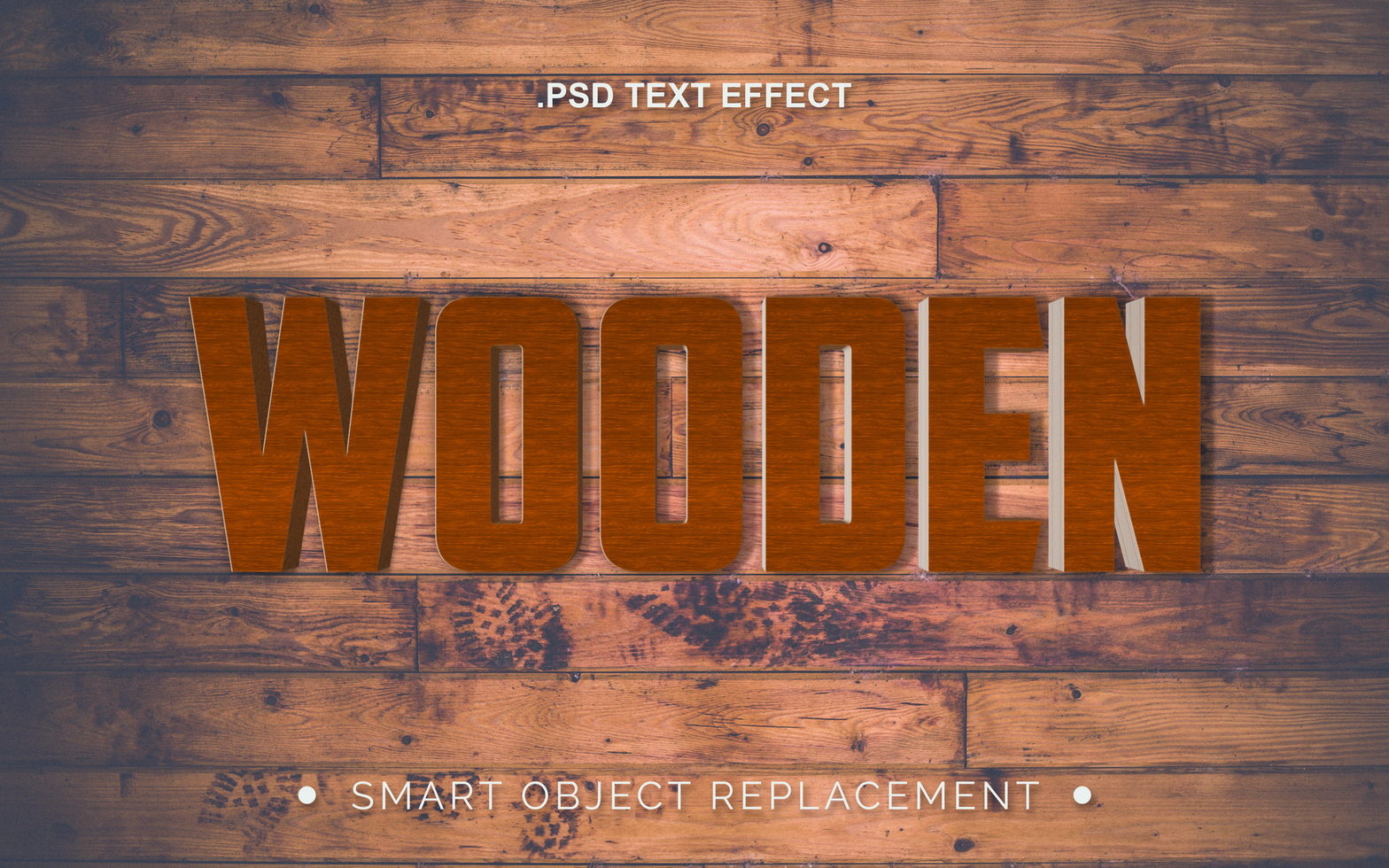 3D PSD Realistic Wood Board Texture Text Effect