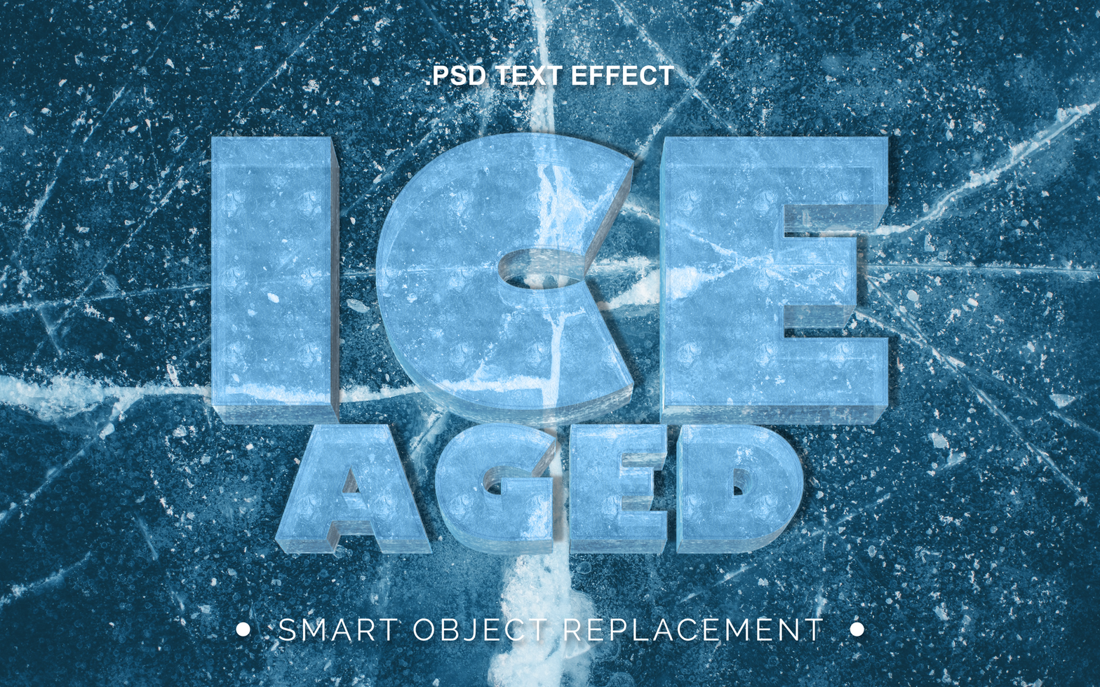 3D Realistic Frozen Ice Text Effect psd