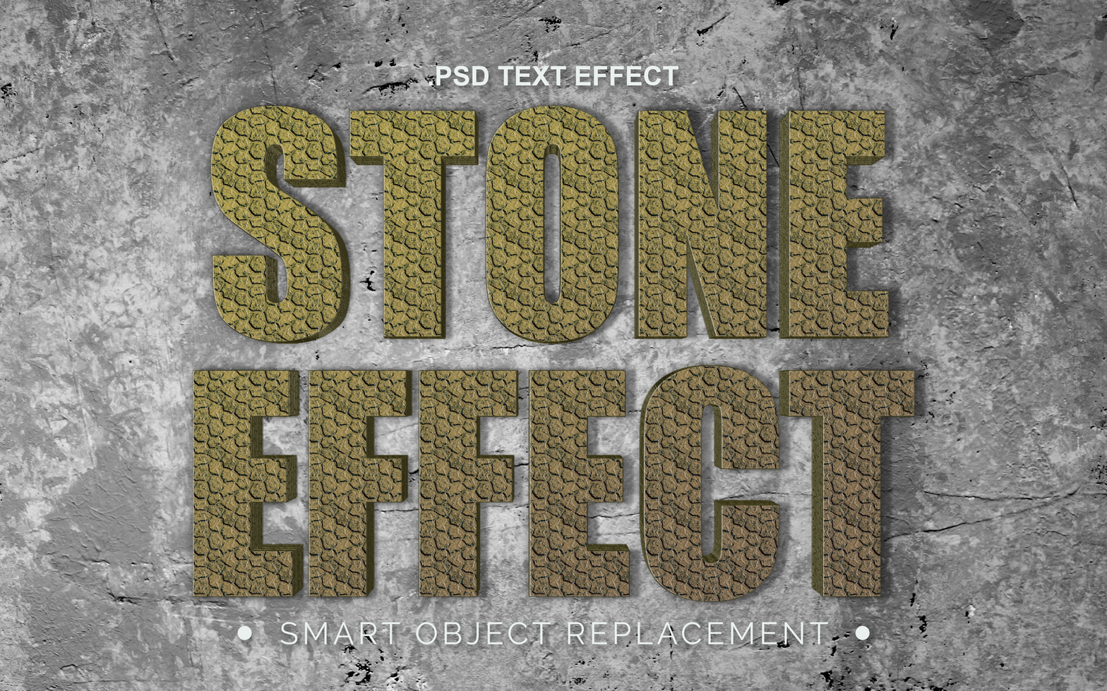 3D Realistic Concrete Stone Text Effect psd