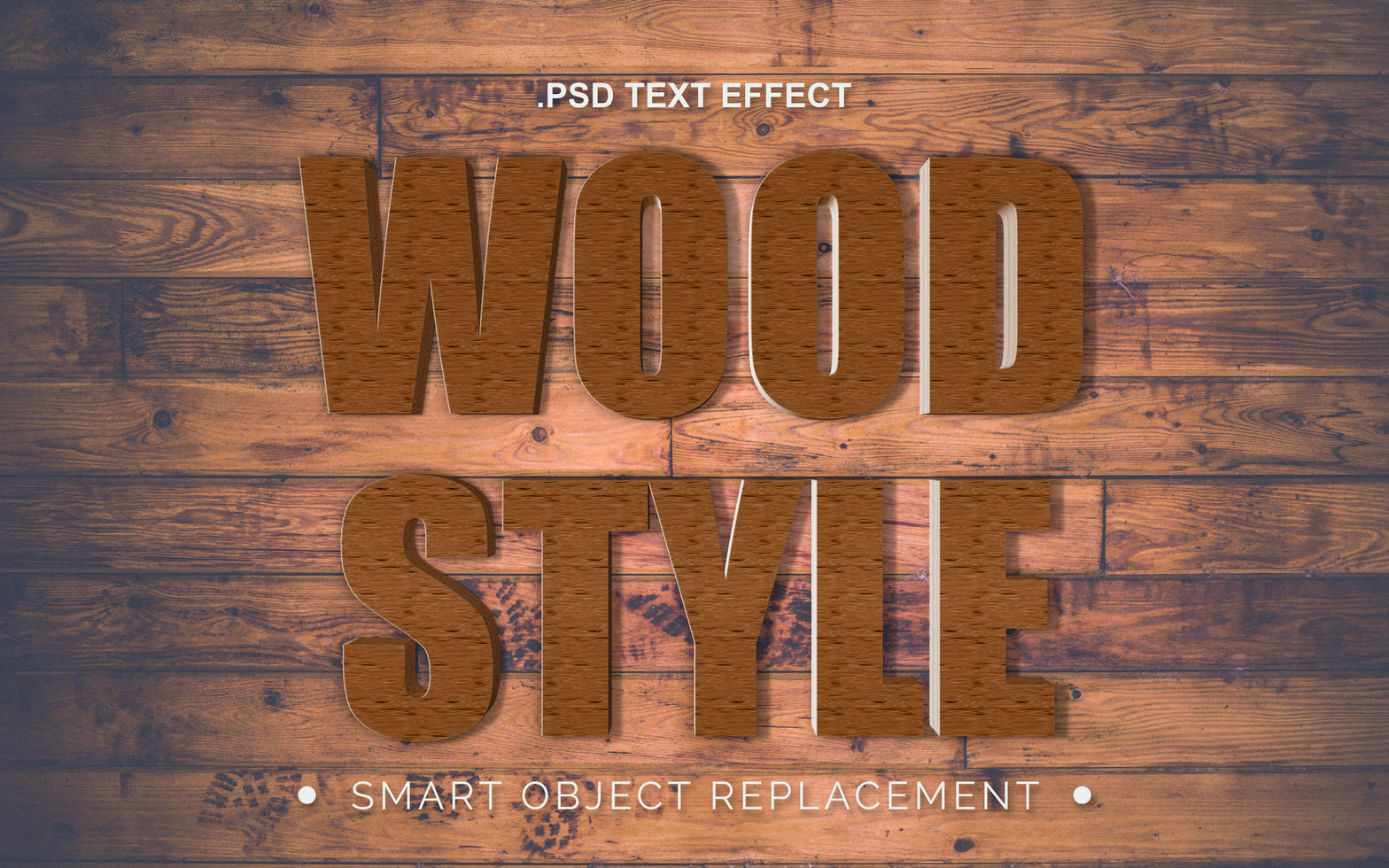 3D PSD Realistic Wood Board Texture Text Effect