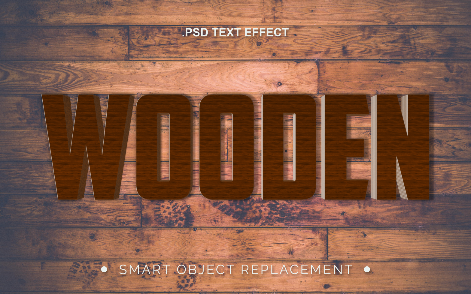 3D PSD Realistic Wood Board Texture Text Effect