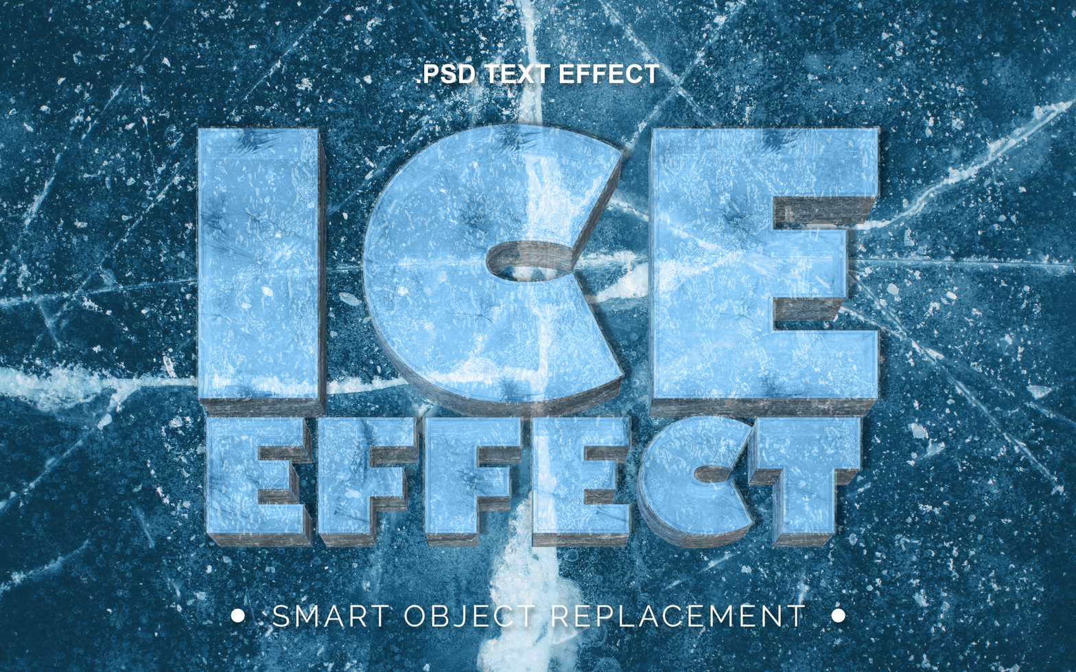 3D Realistic Frozen Ice Text Effect psd