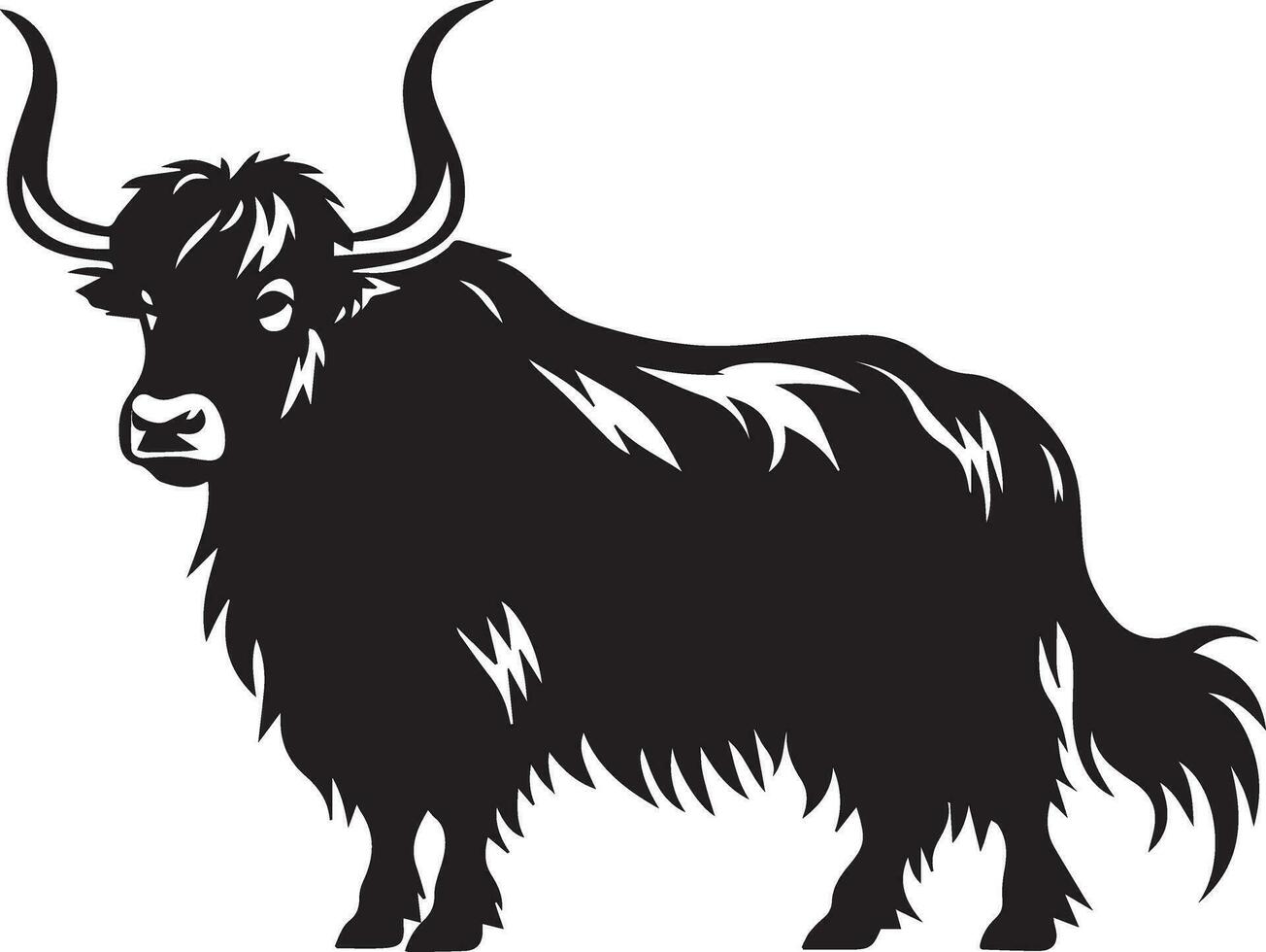 Yak animal vector silhouette illustration black color