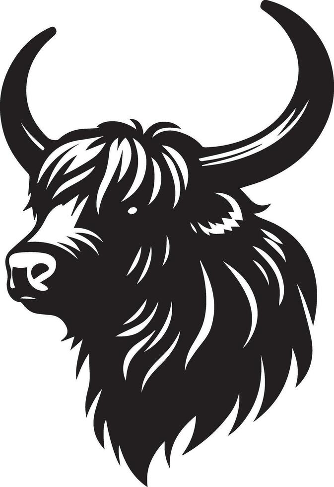 Yak animal vector silhouette illustration black color