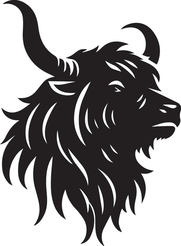 Yak animal vector silhouette illustration black color