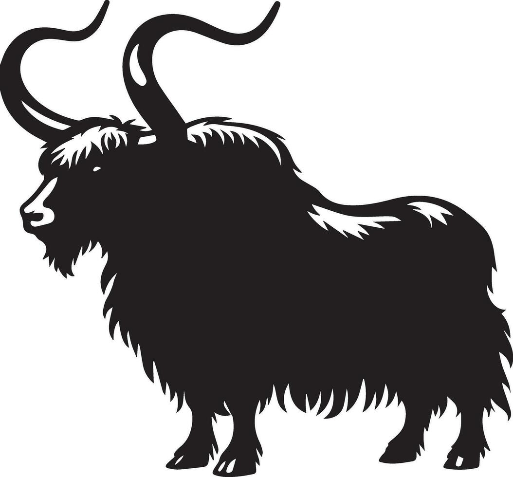 Yak animal vector silhouette illustration black color
