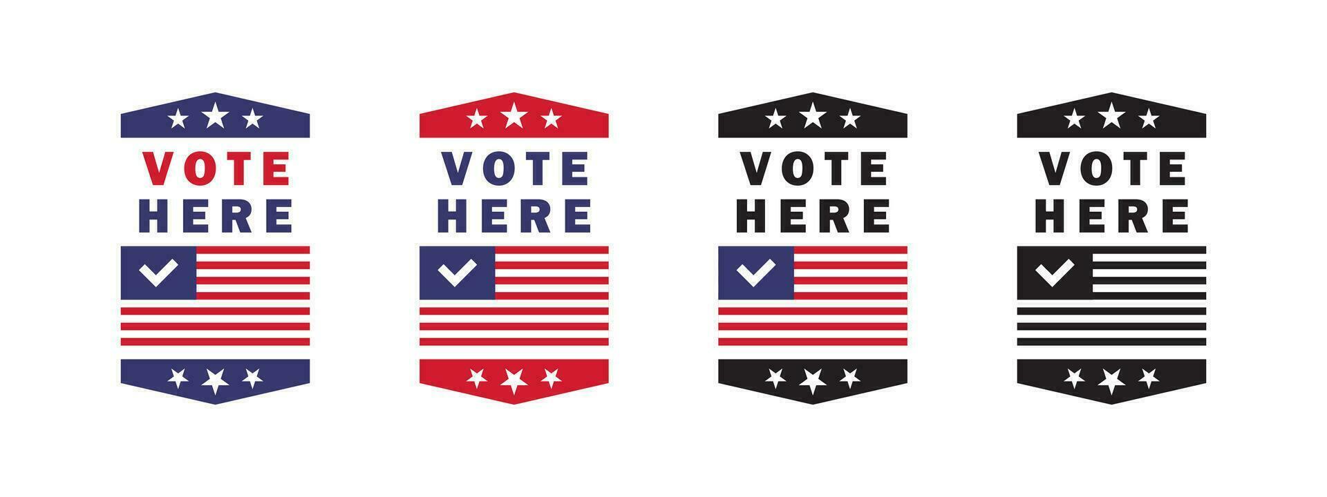 Vote here. Election and voting USA. Voting in election. Vector scalable graphics