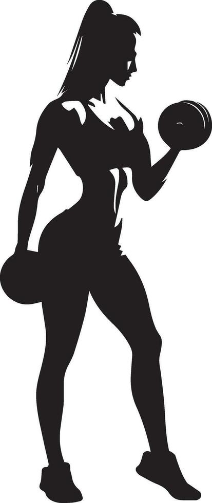 Woman Doing Gym Vector silhouette illustration black color