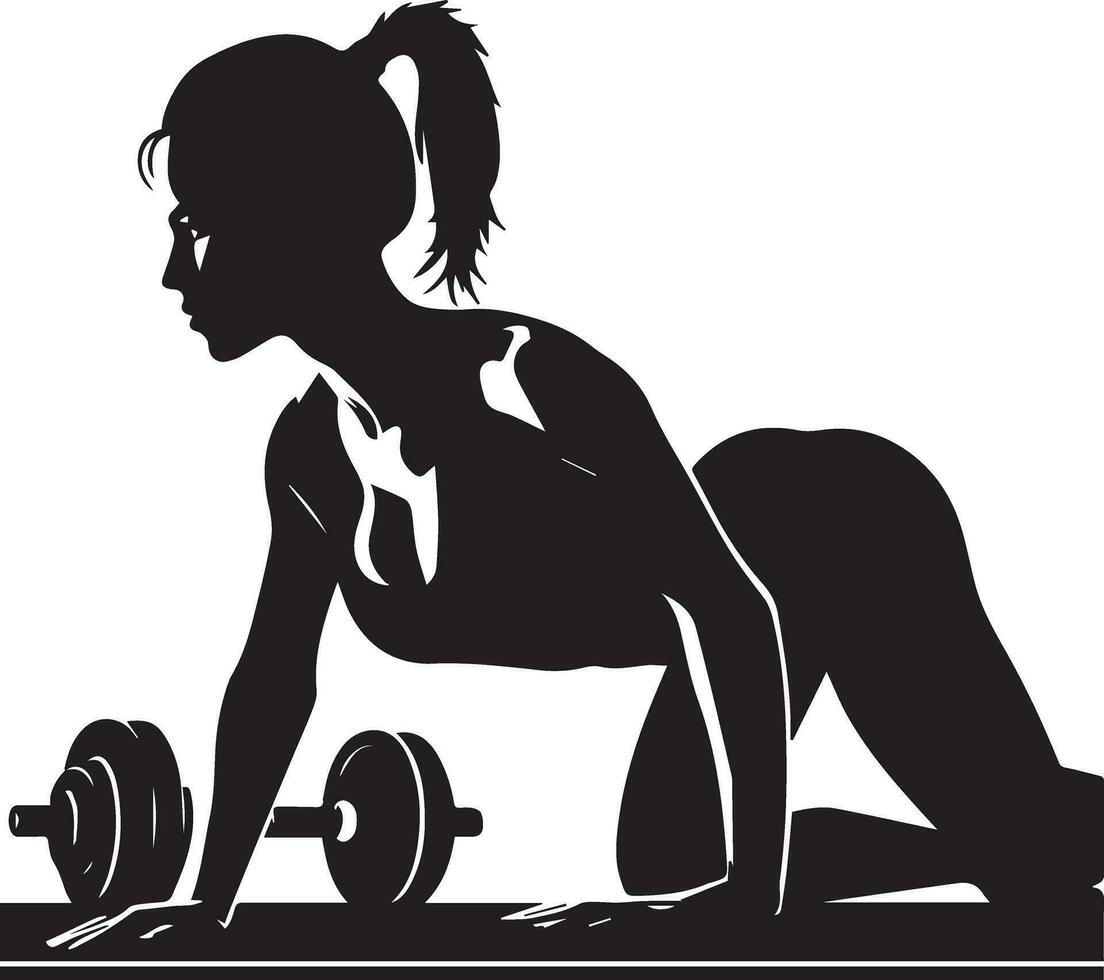 Woman Doing Gym Vector silhouette illustration black color