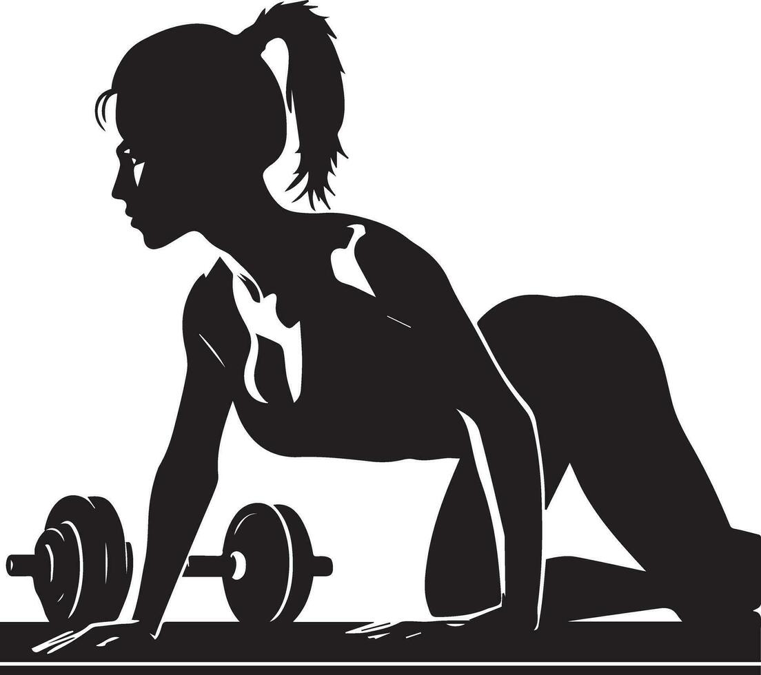 mujer haciendo gimnasio vector silueta ilustración negro color