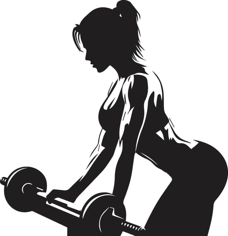 mujer haciendo gimnasio vector silueta ilustración negro color