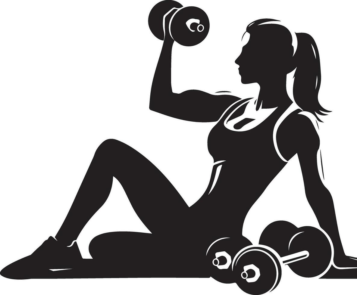 Woman Doing Gym Vector silhouette illustration black color