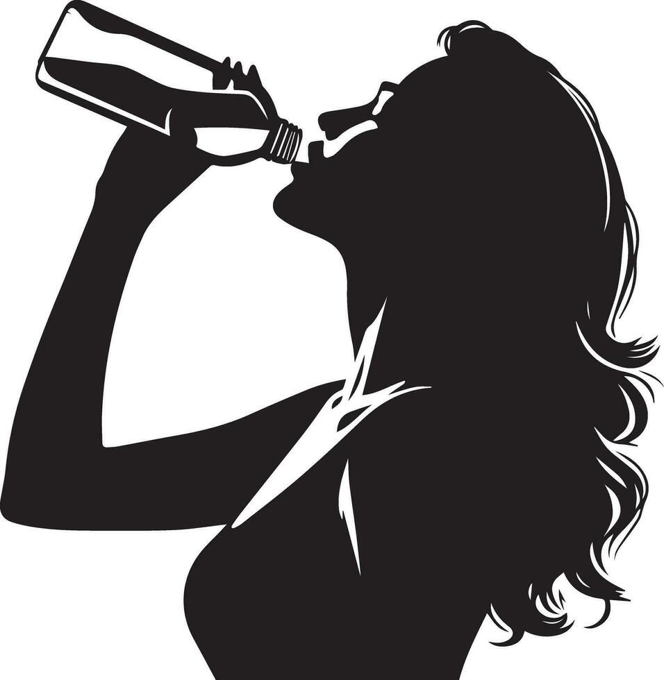 Woman Drink water vector silhouette illustration 5