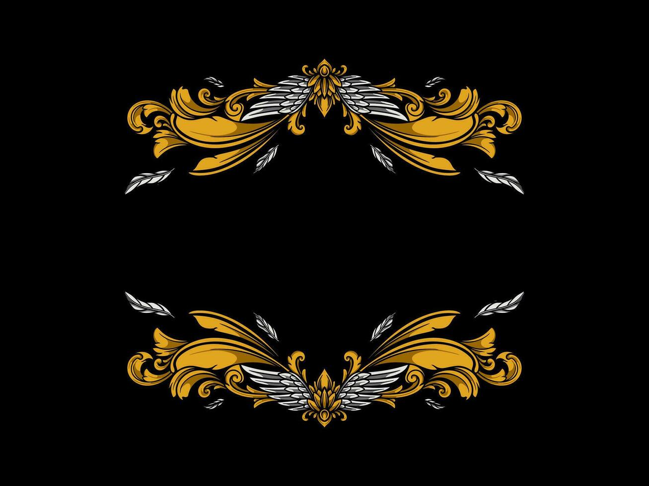 Gold Ornament Classy Luxury Fur Wings vector