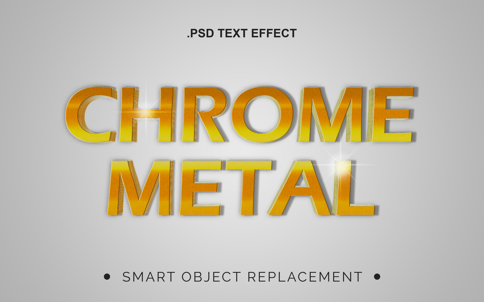 3D Realistic Chrome Text Effect psd